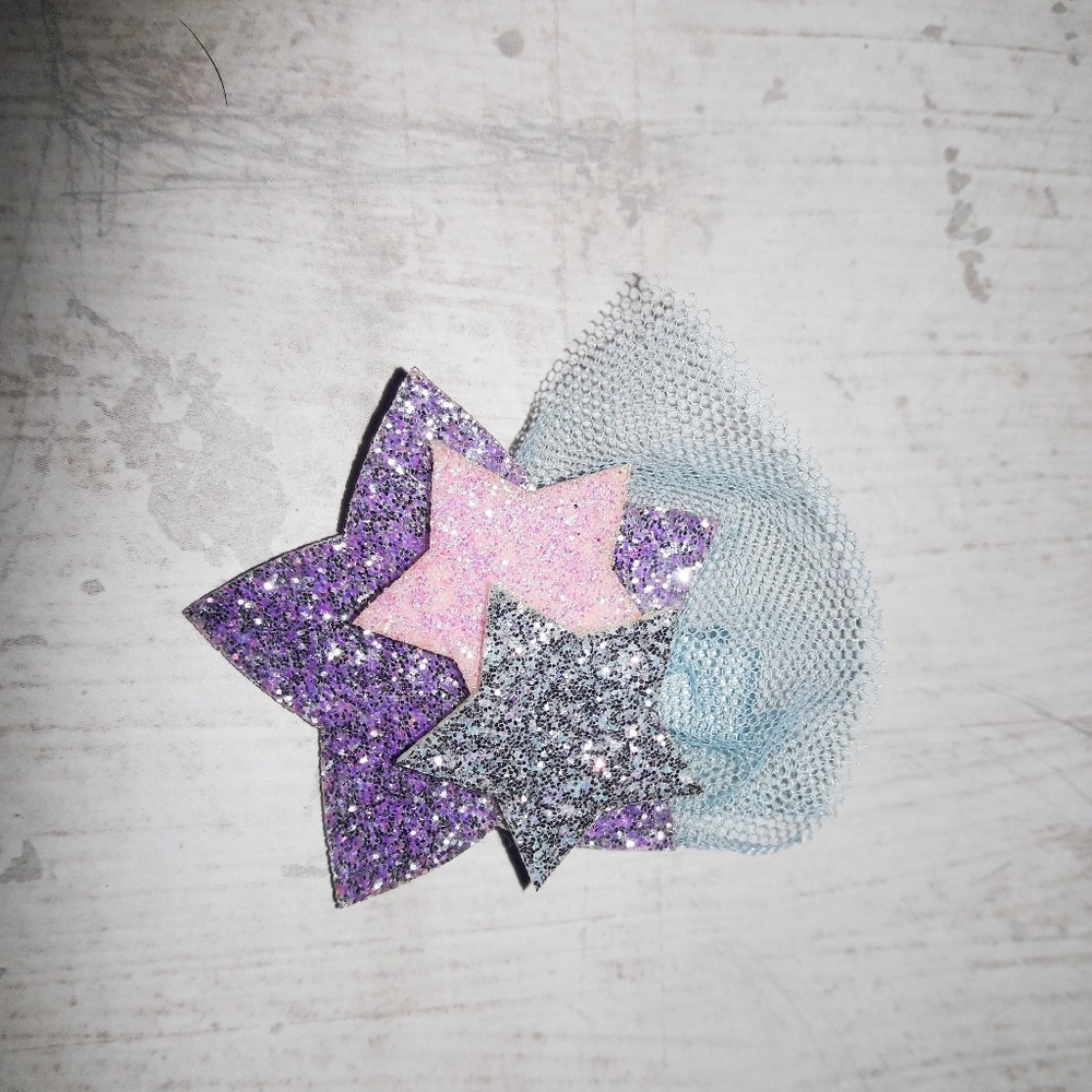 Purple Glitter Unicorn Star Barrette Hair Clip Set - Picture 7 of 8